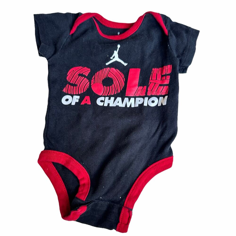 Jordan Black Bodysuit with Red Accents - 0-3 Months